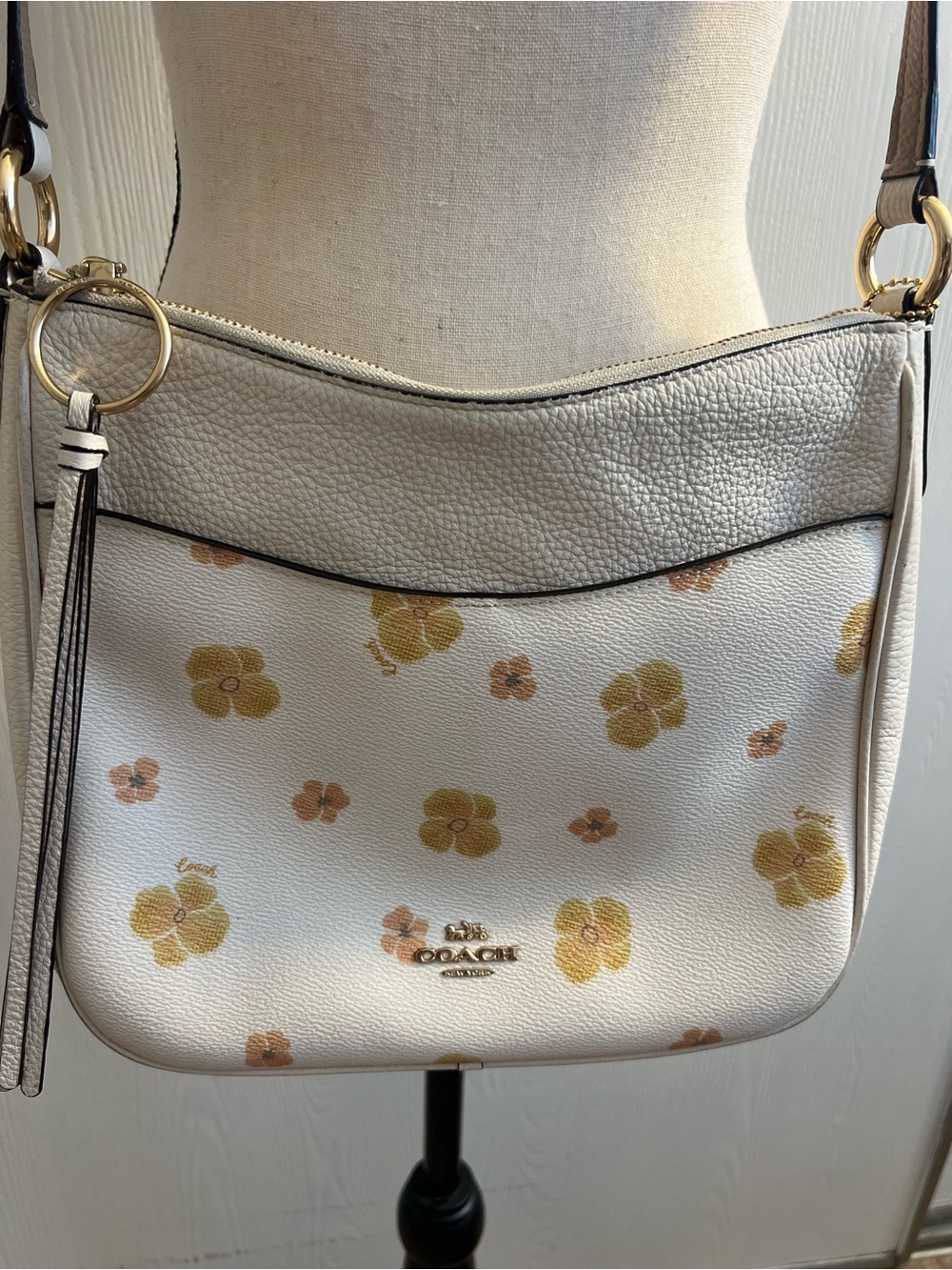 Coach Chaise Pebbled Leather Crossbody Bag with gold hardware